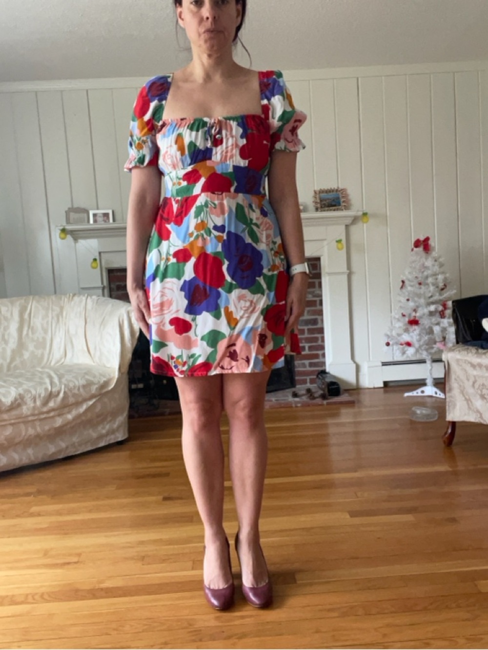 Faithful the Brand Genevieve Dress in Iris White Multi Floral Print